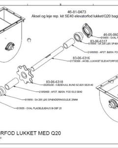 Shaft and bearing rep. kit, Elevator foot SE40 closed M&M